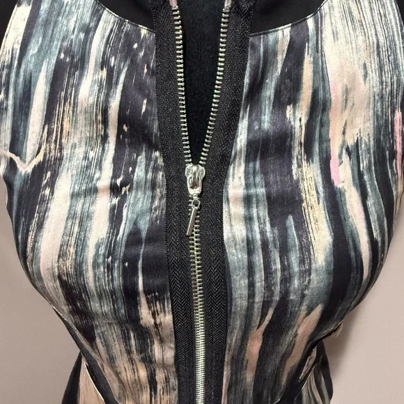 Rebecca Taylor Black and Cream Striped Mini Dress - Picture 2 of 7